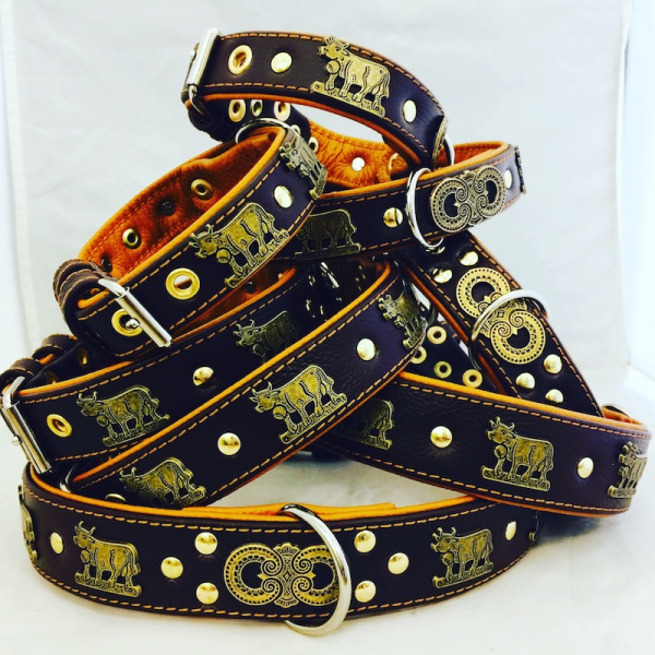 Appenzeller Lederhalsband mocca/altmessing